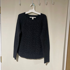 NWOT MAX STUDIO WOOL BLEND Black Cable Knit Crew Neck Sweater Women Size Medium